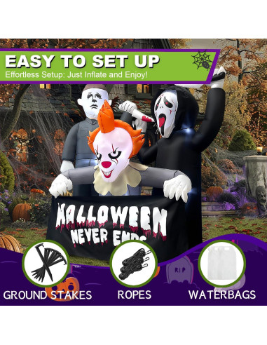 Inflable Halloween Mowholm 1.83m Asesinos con Luz LED