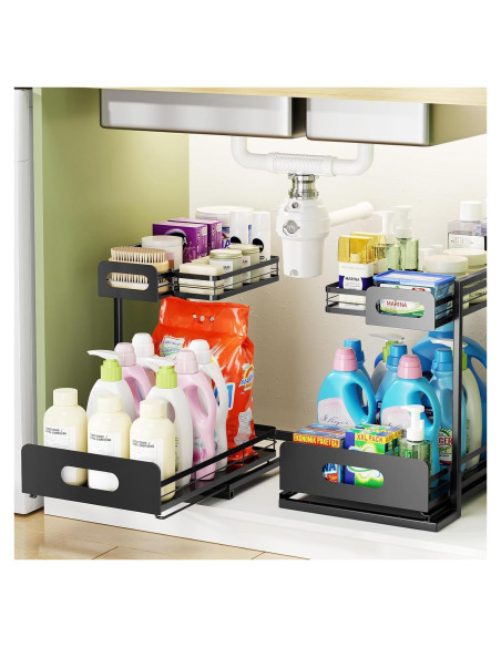 Organizador de Baño Delamu 2 Niveles Metal Negro Ajustable