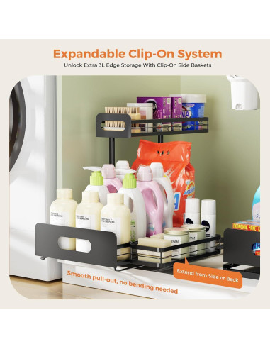 Organizador de Baño Delamu 2 Niveles Metal Negro Ajustable