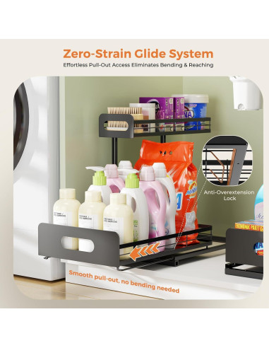 Organizador de Baño Delamu 2 Niveles Metal Negro Ajustable