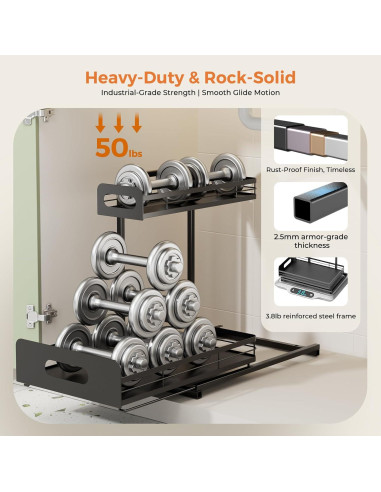 Organizador de Baño Delamu 2 Niveles Metal Negro Ajustable