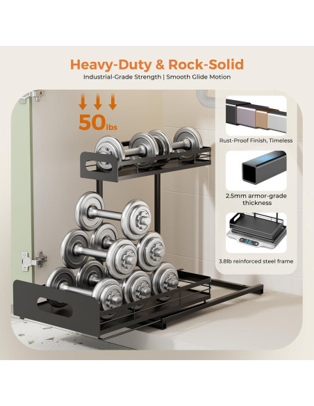 Organizador de Baño Delamu 2 Niveles Metal Negro Ajustable