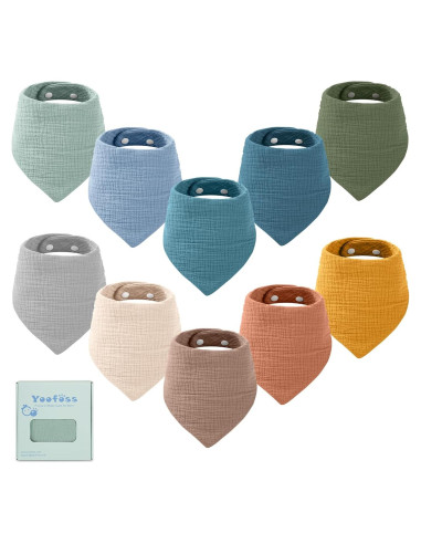 Baberos de Muselina Yoofoss 10 Pzas 100% Algodón Orgánico 6 Capas