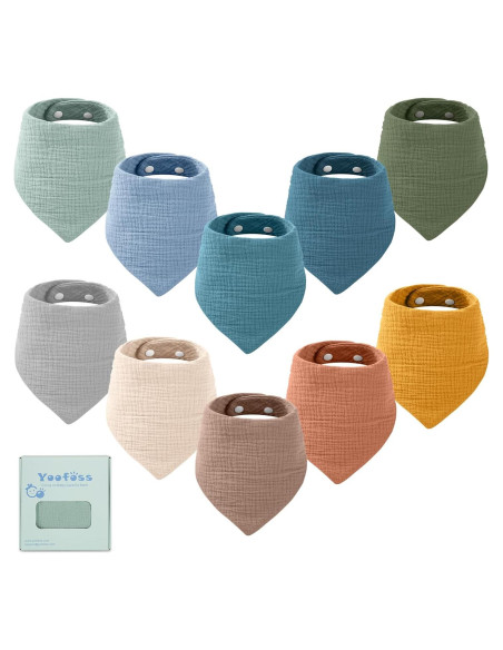 Baberos de Muselina Yoofoss 10 Pzas 100% Algodón Orgánico 6 Capas