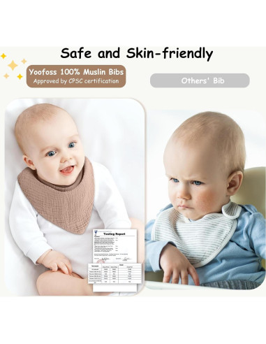 Baberos de Muselina Yoofoss 10 Pzas 100% Algodón Orgánico 6 Capas