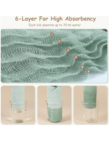 Baberos de Muselina Yoofoss 10 Pzas 100% Algodón Orgánico 6 Capas