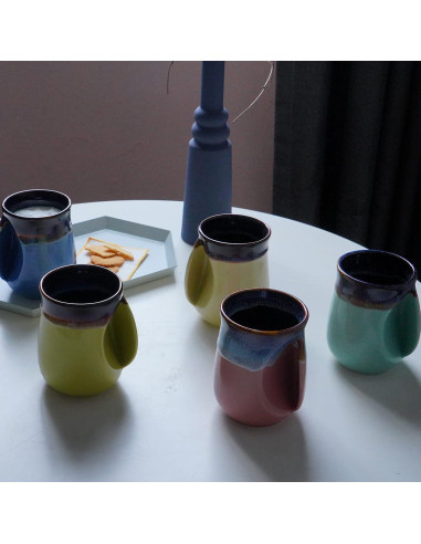 Taza de cerámica Selamica 532ml azul, diseño ergonómico