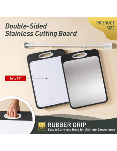 Tabla de Cortar Doble Cara Socisen Acero Inoxidable 40x27 cm 2