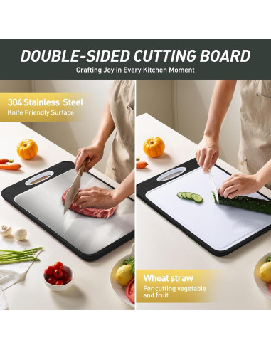 Tabla de Cortar Doble Cara Socisen Acero Inoxidable 40x27 cm