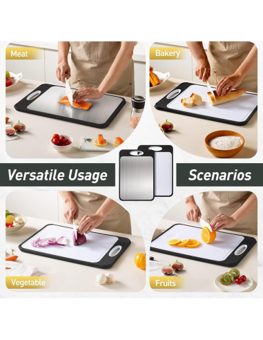 Tabla de Cortar Doble Cara Socisen Acero Inoxidable 40x27 cm