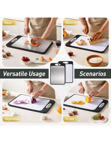 Tabla de Cortar Doble Cara Socisen Acero Inoxidable 40x27 cm