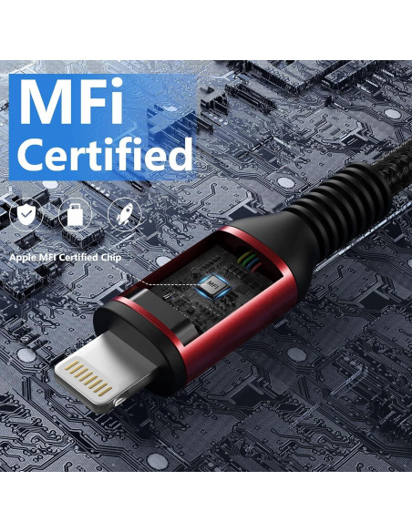 Cable de Carga Rápida para iPhone MFi 3FT - Paquete de 3