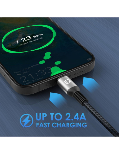 Cable de Carga Rápida para iPhone MFi 3FT - Paquete de 3