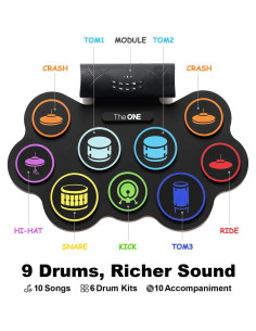 Conjunto de Batería Electrónica The ONE TRD1 9 Pads Portátil 2