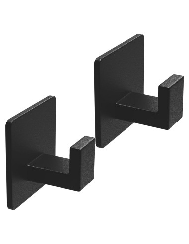 Ganchos Adhesivos VAEHOLD de Aluminio Negro - 2 Paquete