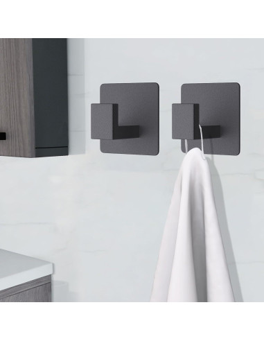 Ganchos Adhesivos VAEHOLD de Aluminio Negro - 2 Paquete