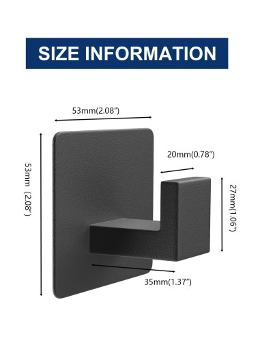 Ganchos Adhesivos VAEHOLD de Aluminio Negro - 2 Paquete