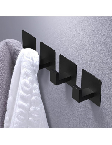 Ganchos Adhesivos VAEHOLD de Aluminio Negro - 2 Paquete