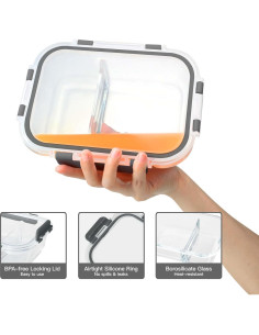 BAYZZ 10 Contenedores de Vidrio 887 ml 2 Compartimentos 2