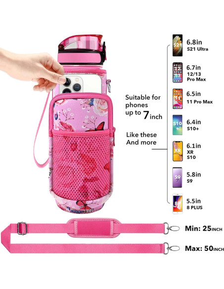 Botella de Agua Reutilizable Newfad 0.95L con Pajilla y Correa