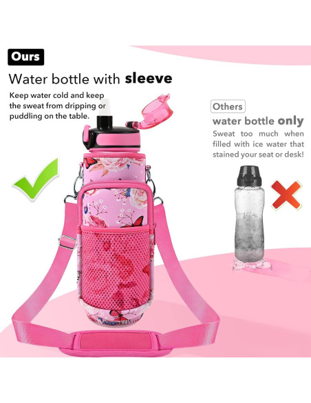 Botella de Agua Reutilizable Newfad 0.95L con Pajilla y Correa