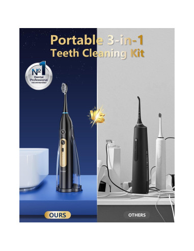 Cepillo de dientes eléctrico Ducard 3 en 1 con irrigador portátil