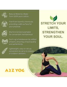 Alfombra de Yoga BEEATTIRE Algodón Antideslizante 182x66 cm 2