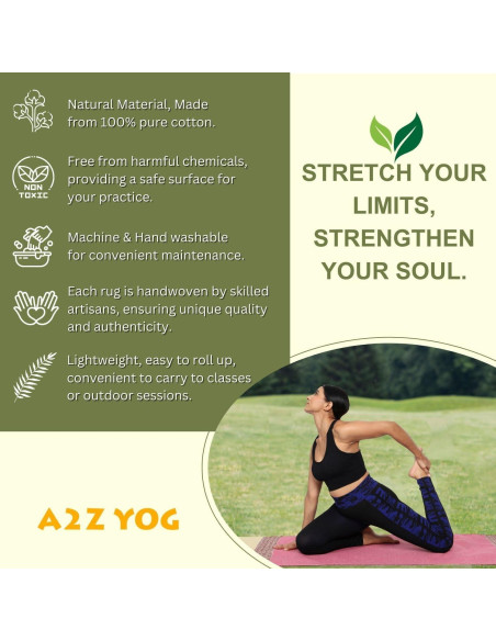 Alfombra de Yoga BEEATTIRE Algodón Antideslizante 182x66 cm