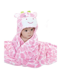 Manta con Capucha para Bebé Gneliwm Rosa 100x70 cm Felpa Coral