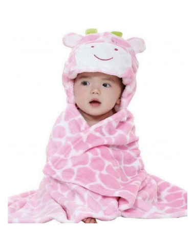 Manta con Capucha para Bebé Gneliwm Rosa 100x70 cm Felpa Coral