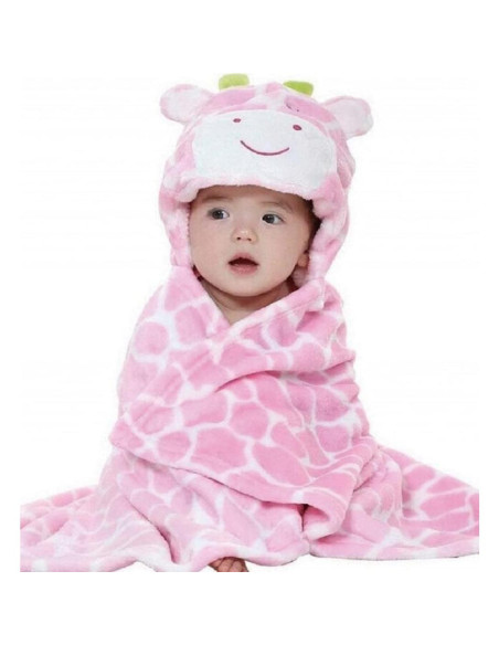 Manta con Capucha para Bebé Gneliwm Rosa 100x70 cm Felpa Coral