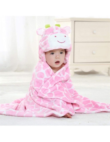 Manta con Capucha para Bebé Gneliwm Rosa 100x70 cm Felpa Coral