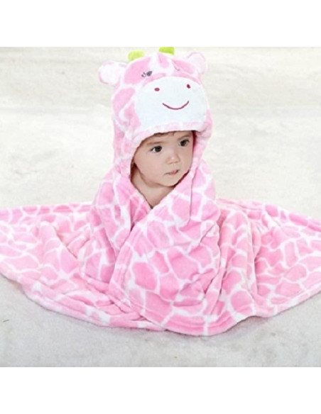 Manta con Capucha para Bebé Gneliwm Rosa 100x70 cm Felpa Coral