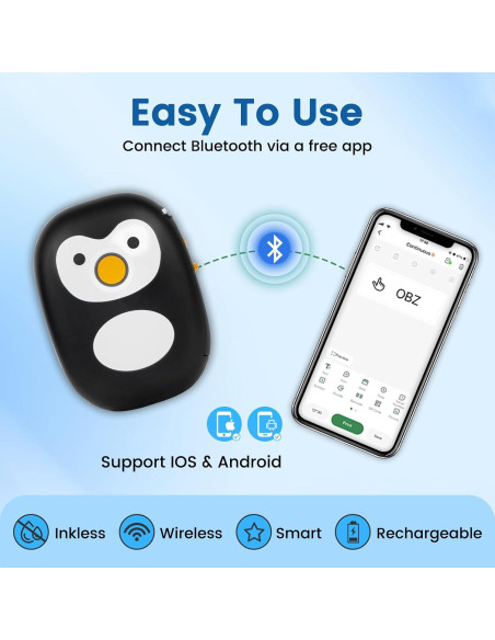 Impresora de Etiquetas Bluetooth OBZ A11 Mini Portátil Negra