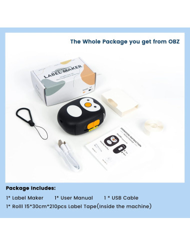 Impresora de Etiquetas Bluetooth OBZ A11 Mini Portátil Negra