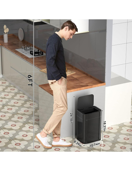 Basurero Automático 6 Galones Aimashi Acero Inoxidable Tapa Silenciosa