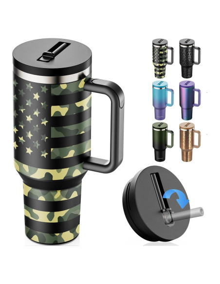 Taza aislada 40 oz Greatyos con popote plegable camuflaje