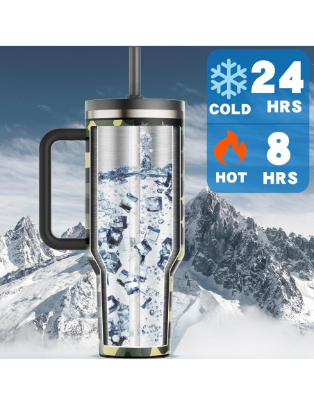 Taza aislada 40 oz Greatyos con popote plegable camuflaje