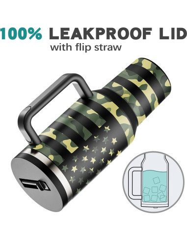 Taza aislada 40 oz Greatyos con popote plegable camuflaje