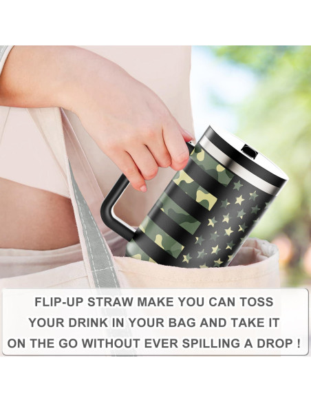 Taza aislada 40 oz Greatyos con popote plegable camuflaje