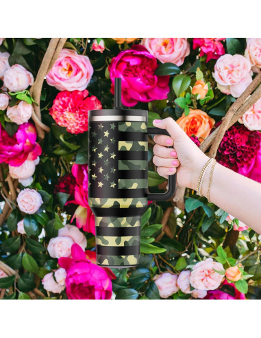 Taza aislada 40 oz Greatyos con popote plegable camuflaje