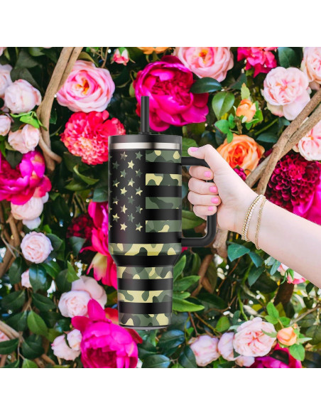 Taza aislada 40 oz Greatyos con popote plegable camuflaje