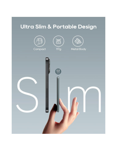 Banco de Energía Inalámbrico Kuulaa 5000mAh MagSafe Gris