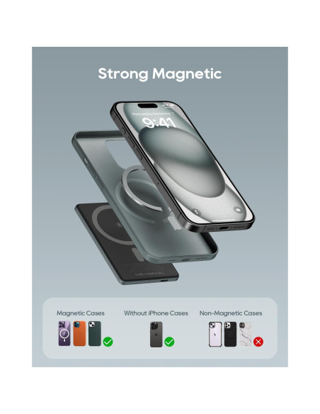 Banco de Energía Inalámbrico Kuulaa 5000mAh MagSafe Gris