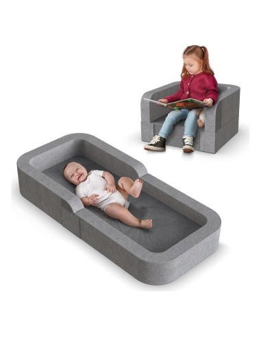 Cama de Viaje para Niños Derson 2 en 1 Plegable Gris