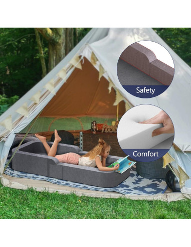 Cama de Viaje para Niños Derson 2 en 1 Plegable Gris