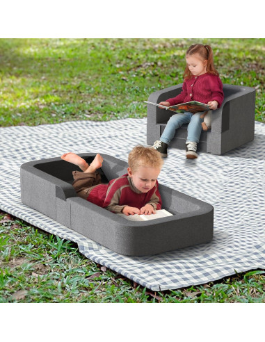Cama de Viaje para Niños Derson 2 en 1 Plegable Gris
