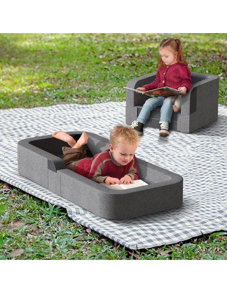 Cama de Viaje para Niños Derson 2 en 1 Plegable Gris