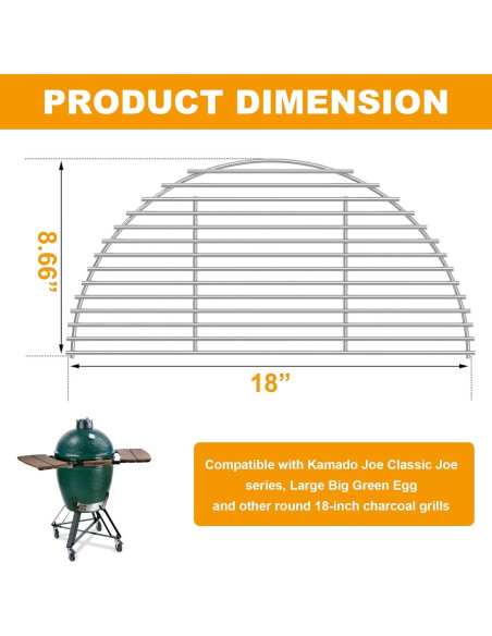 Rejilla de Cocción BBQ-PLUS de Acero Inoxidable 45.72 cm