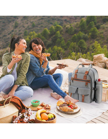 Mochila de Picnic DHAEE para 4 Personas con Enfriador y Manta